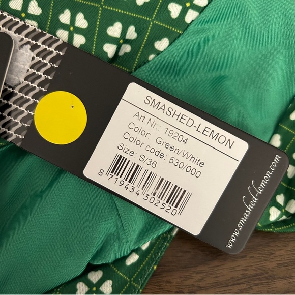 **NWT Smashed Lemon Green/White Patterned Midi Dress Size S - Picture 5 of 15